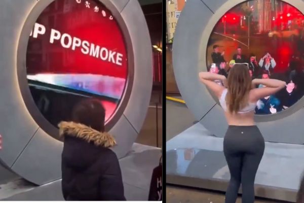WATCH VIDEO: Dublin-New York Portal Shut Down After Onlyfans Model Ava Louise Flashes Her B**bs on It
