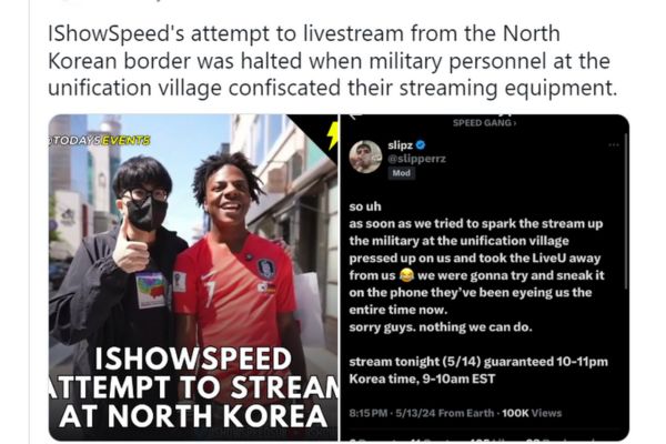WATCH: IShowSpeed Gets Stopped By Military Personnel While Streaming On South and North Korean Border